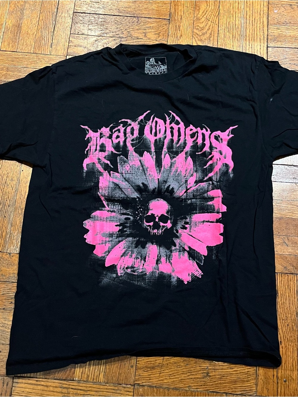 (🧵3 for $30🧵) Black T-Shirt with Pink Skull Flower Graphic - Bad Omens